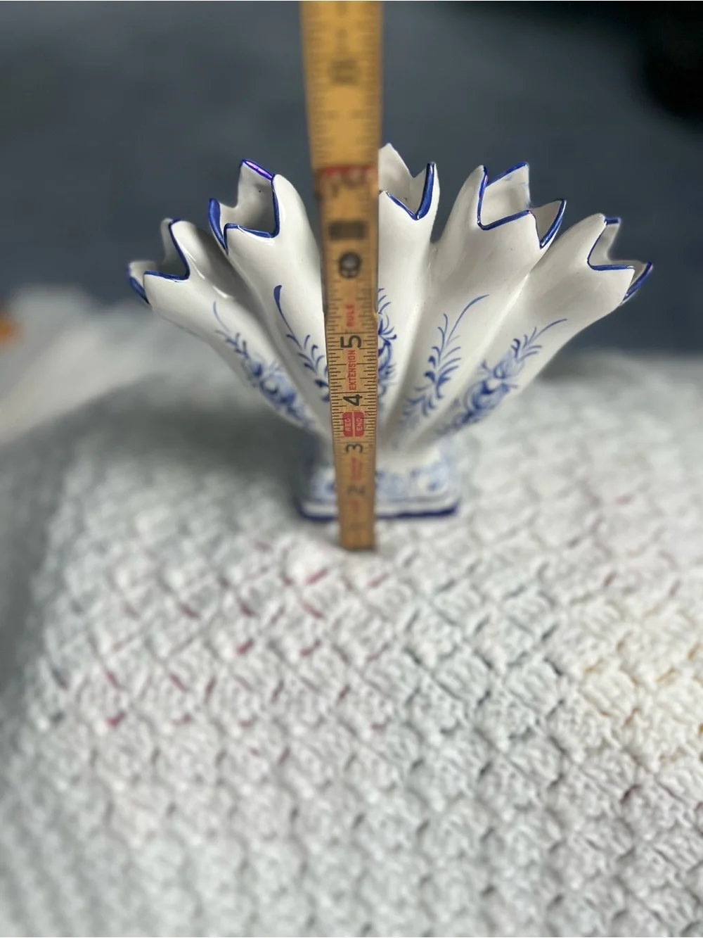 Blue and White Ceramic Five Finger Fan Vase